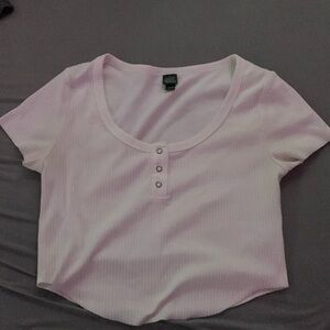 Wild Fable White Tee With Scoop Neck And Buttons From Neckline Down